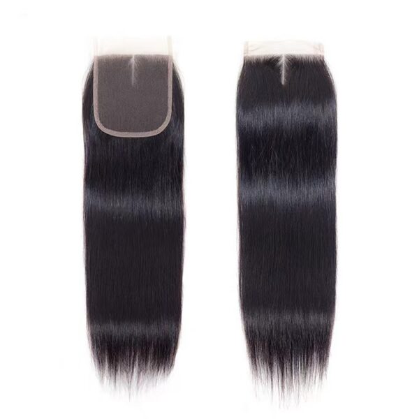 Qmiss Lace Closure & Frontal Silk Straight  100% Human Hair Extensions Natural Black