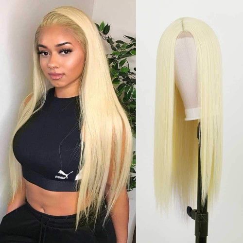 Qmiss Highlight 613 gold Color Wig Straight Synthetic hair Natural Looking Wigs