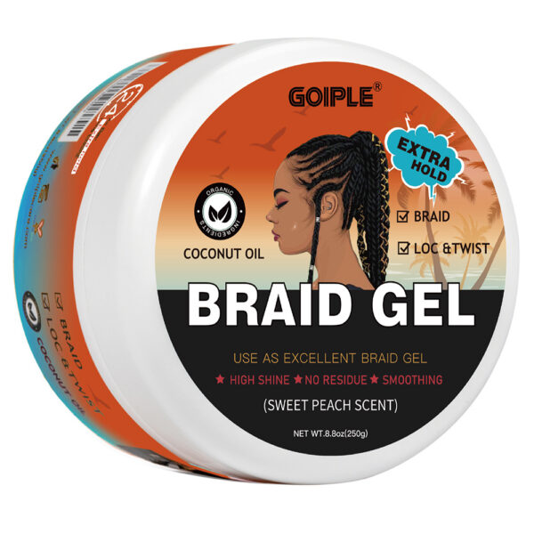 Goiple Extra Hold Braid Gel - Frizz Control & Smoothing For Twists, Locs, Braids, Cornrows | Coconut Oil Infused（250g）
